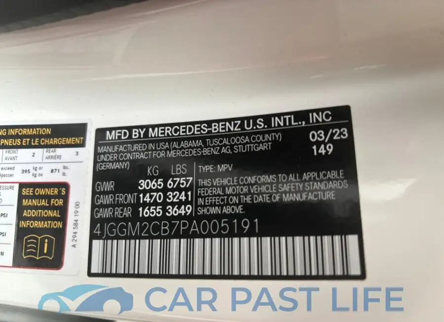 4JGGM2CB7PA005191# 10