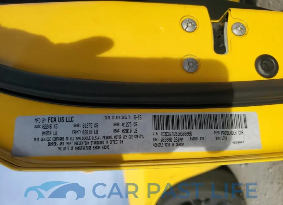 2C3CDZAG9JH306066# 12