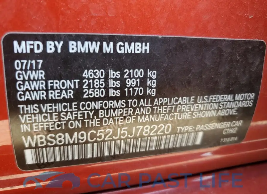 WBS8M9C52J5J78220# 12