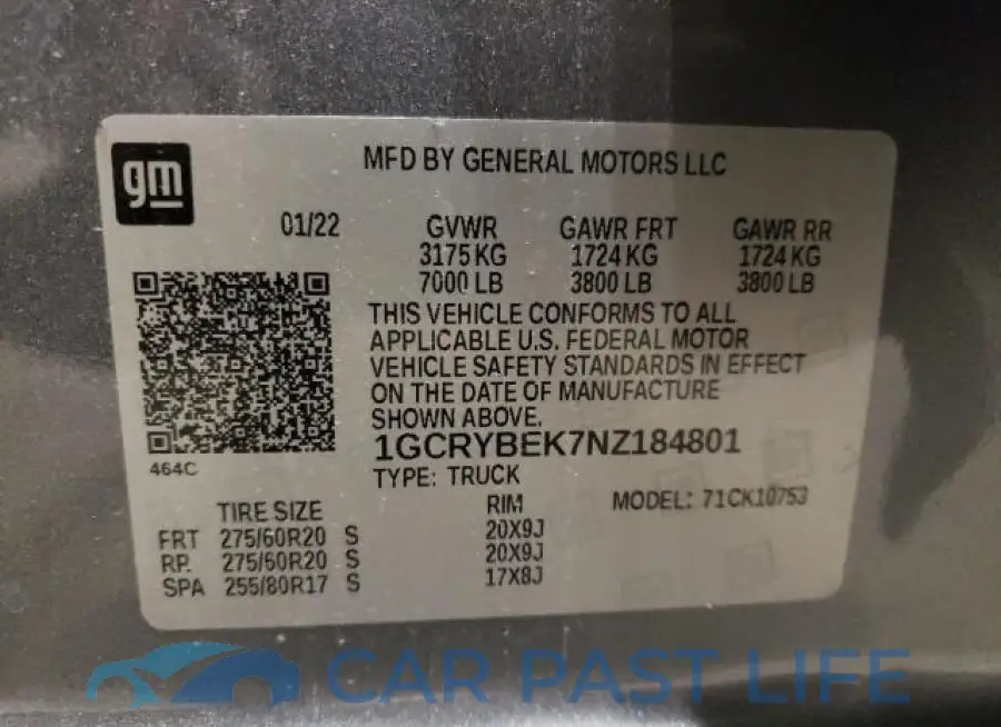 1GCRYBEK7NZ184801# 12