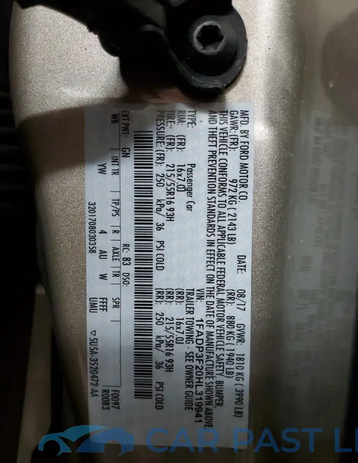 1FADP3F20HL319941# 12