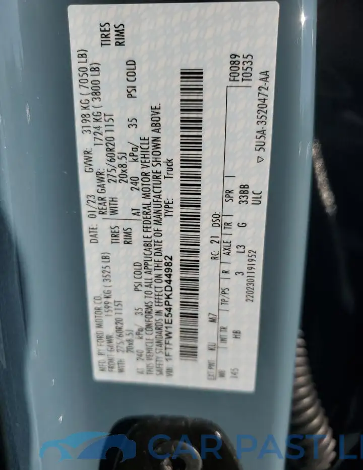 1FTFW1E54PKD44982# 12