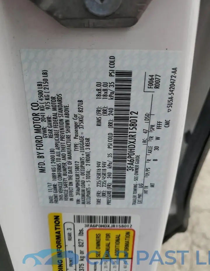3FA6P0HDXJR158012# 12