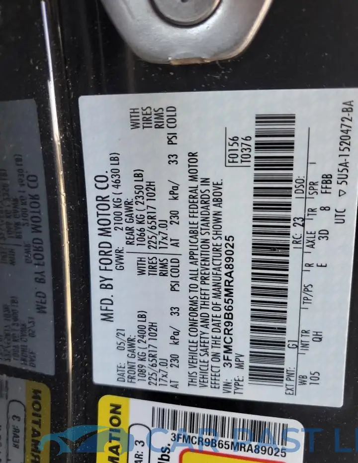 3FMCR9B65MRA89025# 12