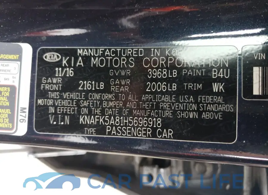 KNAFK5A81H5696918# 12