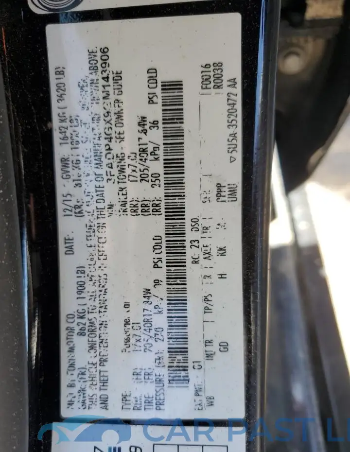 3FADP4GX9GM143906# 12