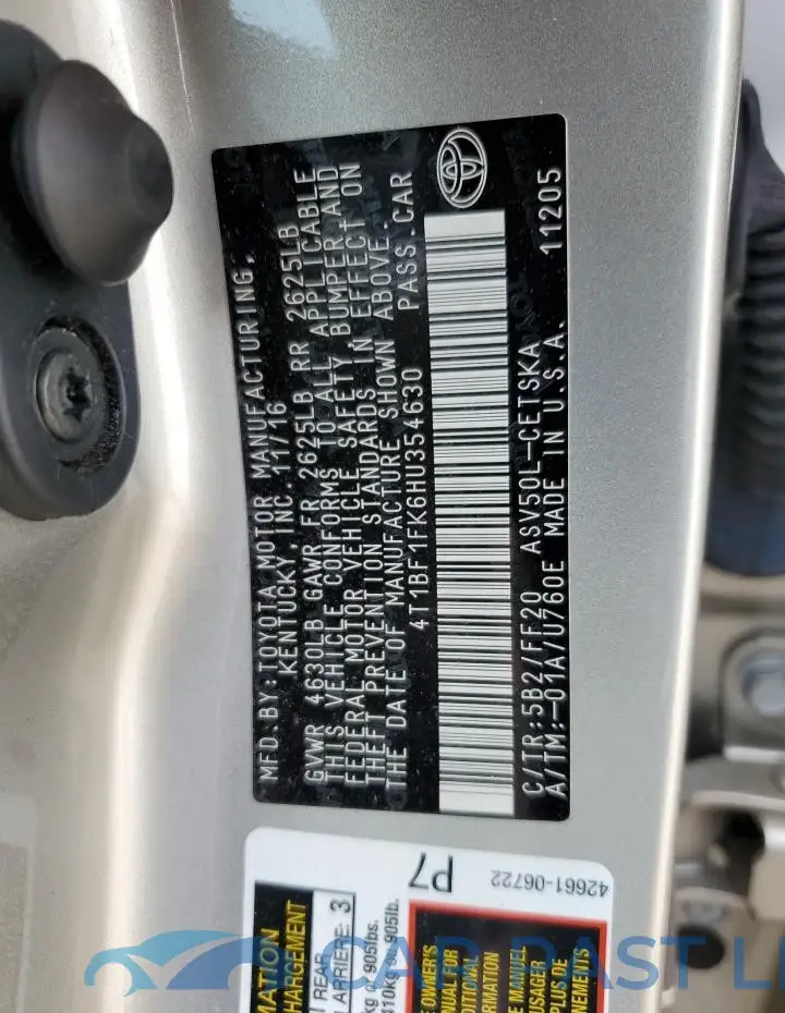 4T1BF1FK6HU354630# 13