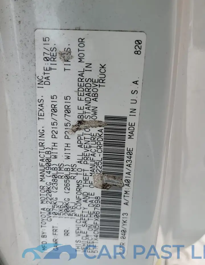 5TFTX4CN5FX067698# 12