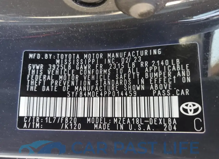 5YFB4MDE4PP014459# 12