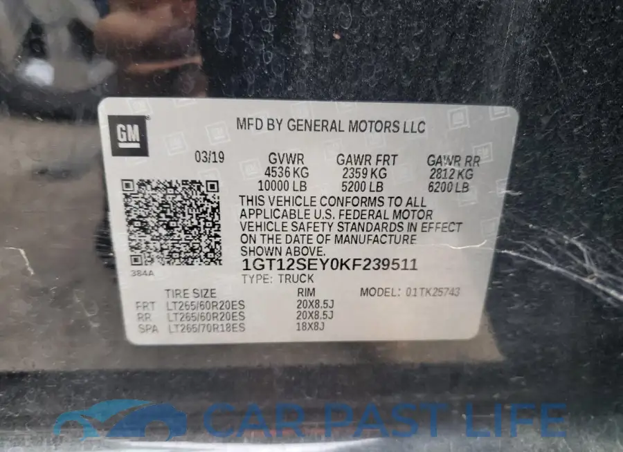 1GT12SEY0KF239511# 12