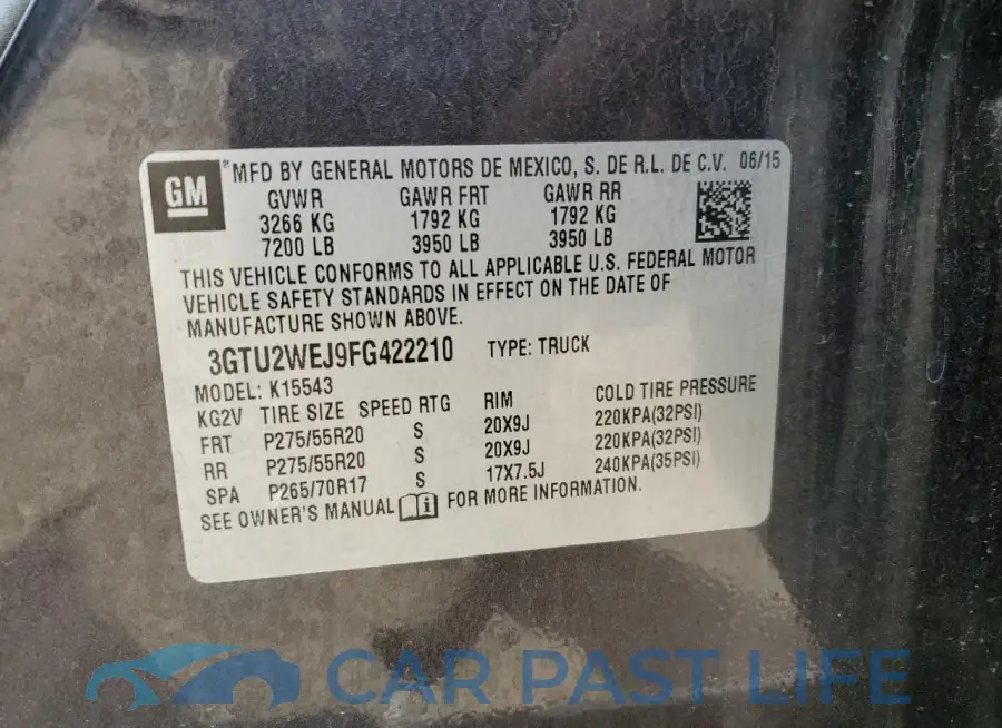 3GTU2WEJ9FG422210# 12