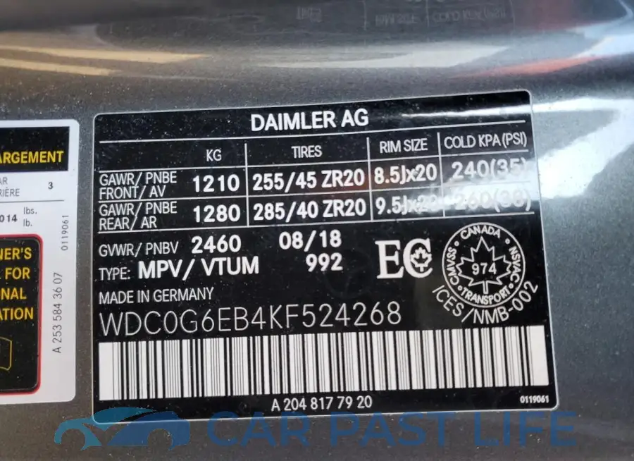 WDC0G6EB4KF524268# 13