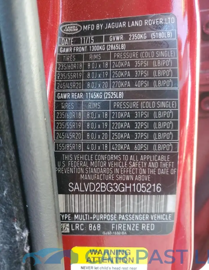 SALVD2BG3GH105216# 13