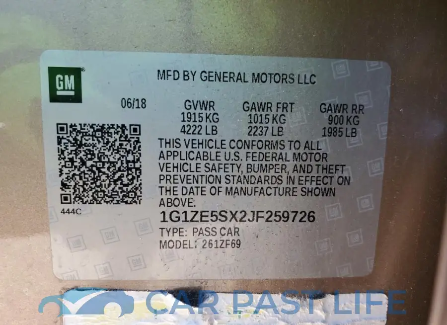 1G1ZE5SX2JF259726# 12