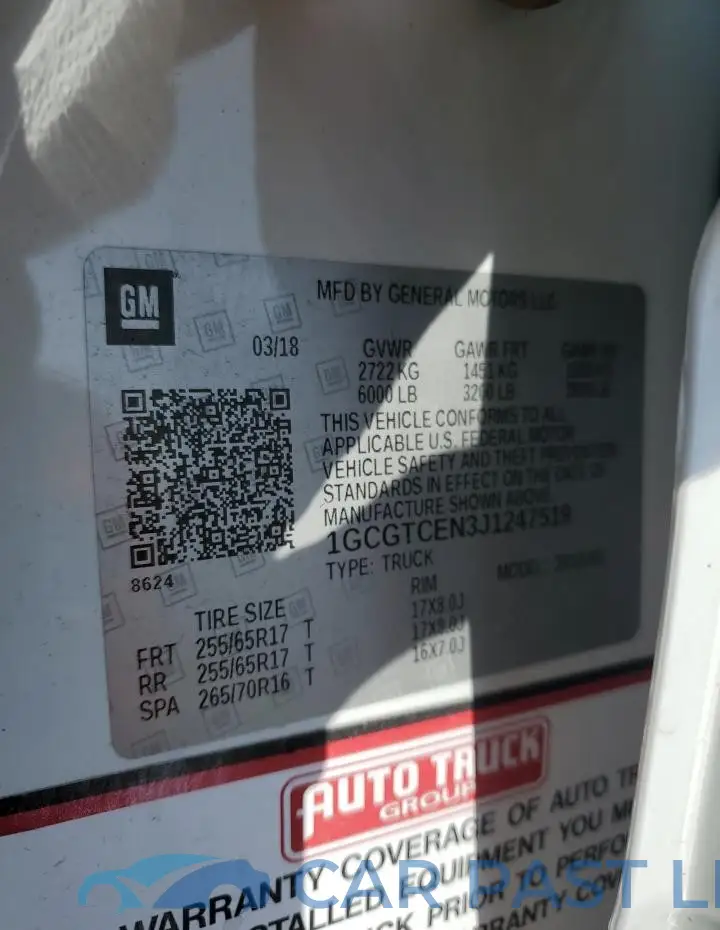 1GCGTCEN3J1247519# 12