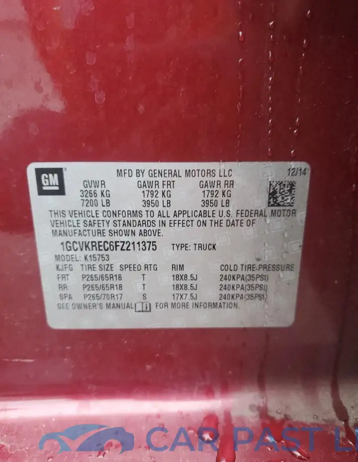 1GCVKREC6FZ211375# 12