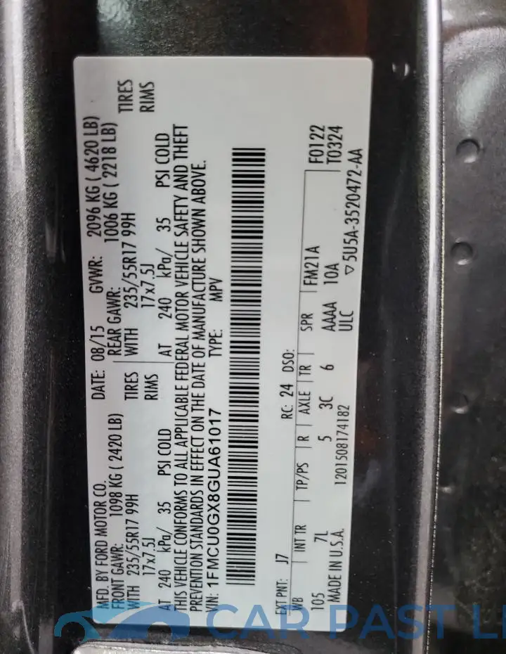 1FMCU0GX8GUA61017# 13