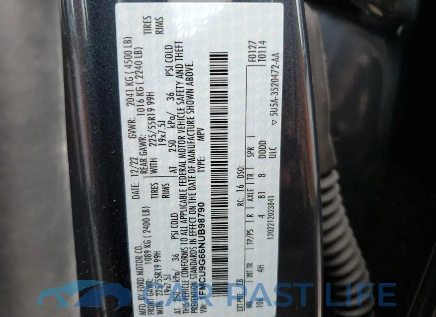 1FMCU9G66NUB98790# 13