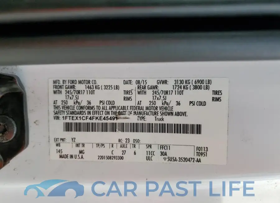 1FTEX1CF4FKE45491# 12