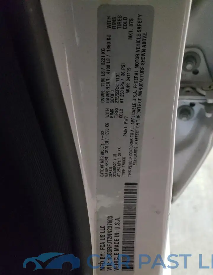 1C6SRFJT2NN237603# 12