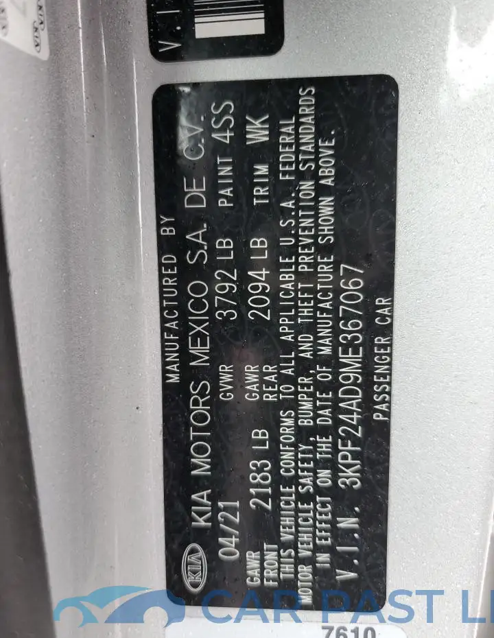 3KPF24AD9ME367067# 13