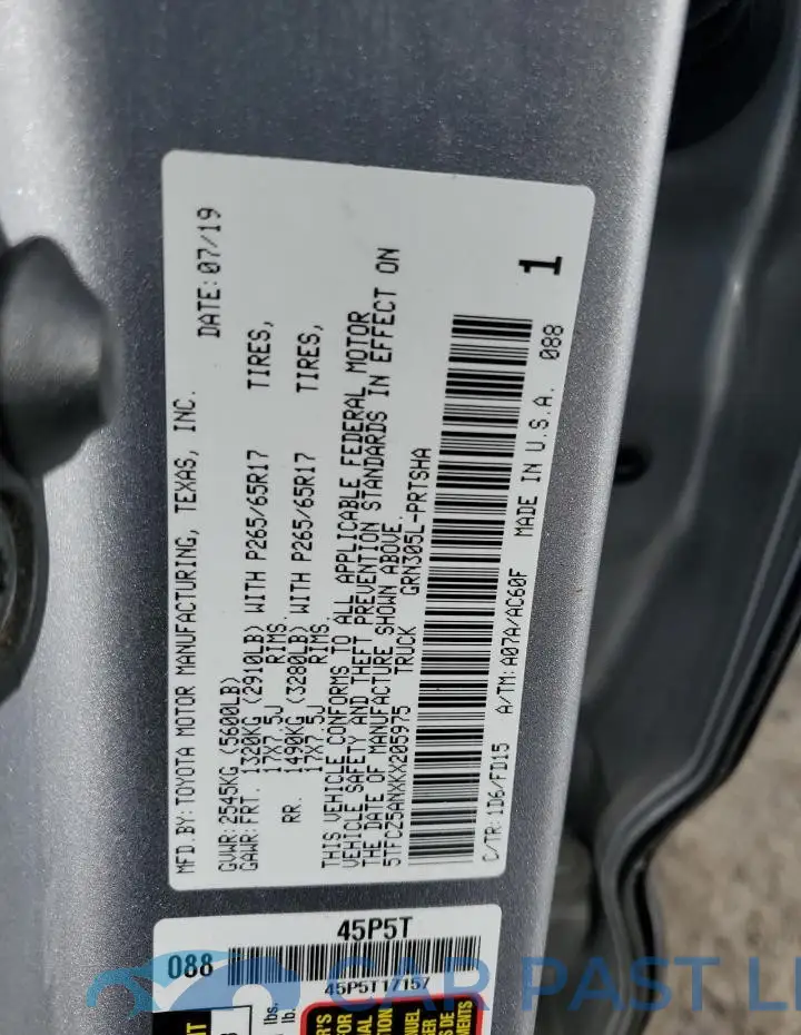 5TFCZ5ANXKX205975# 12