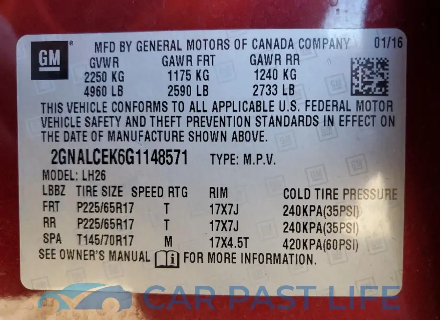 2GNALCEK6G1148571# 13