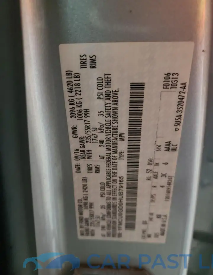 1FMCU0GD0HUB79165# 12