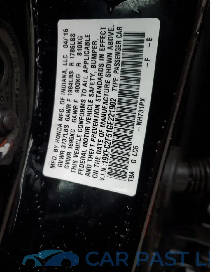 19XFC2F51GE221902# 12