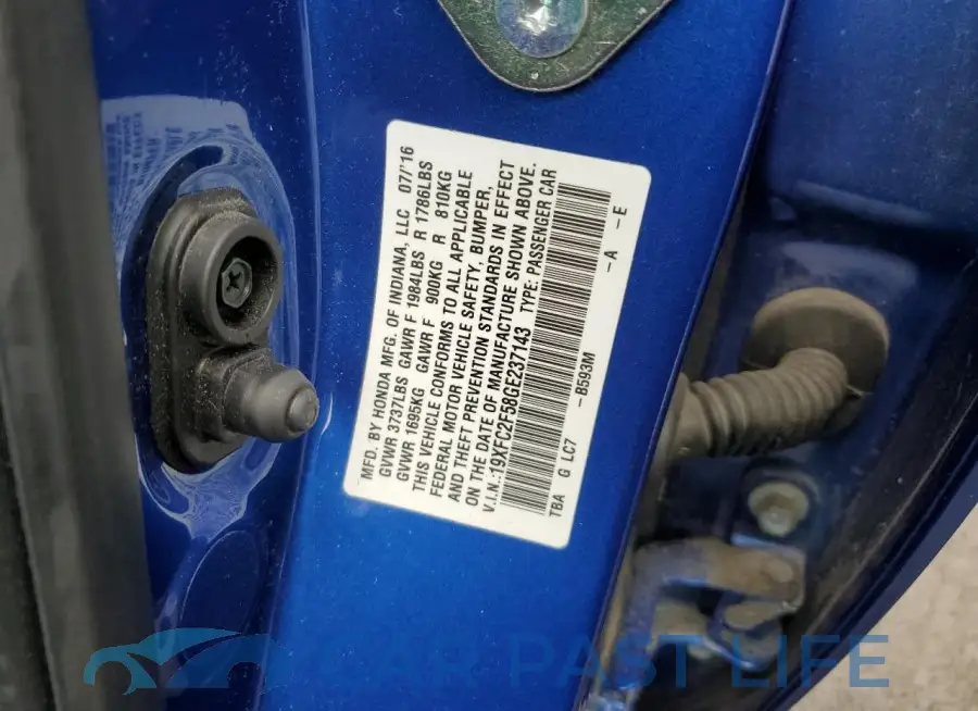 19XFC2F58GE237143# 12