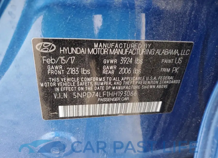5NPD74LF1HH193066# 12