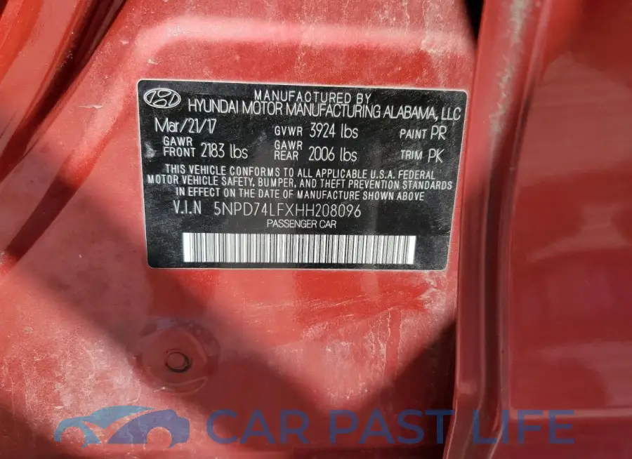 5NPD74LFXHH208096# 12