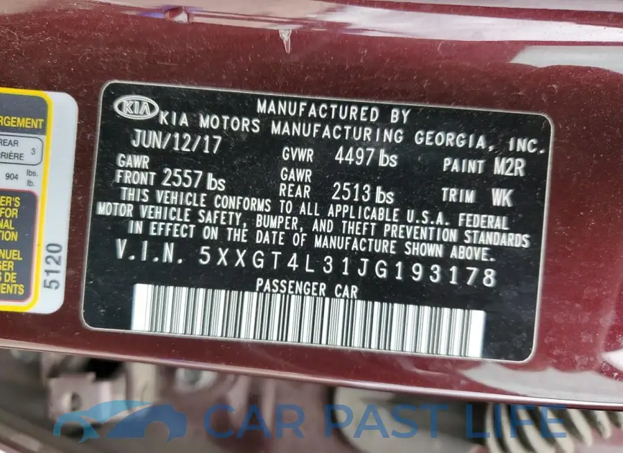 5XXGT4L31JG193178# 13