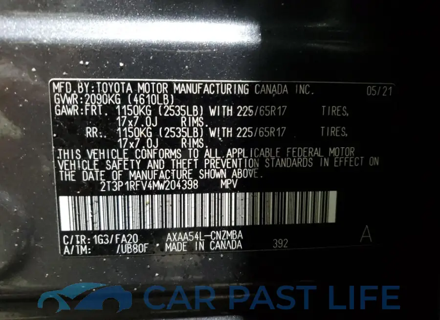 2T3P1RFV4MW204398# 14