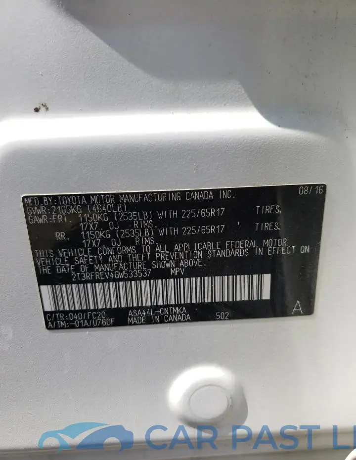 2T3RFREV4GW533537# 13