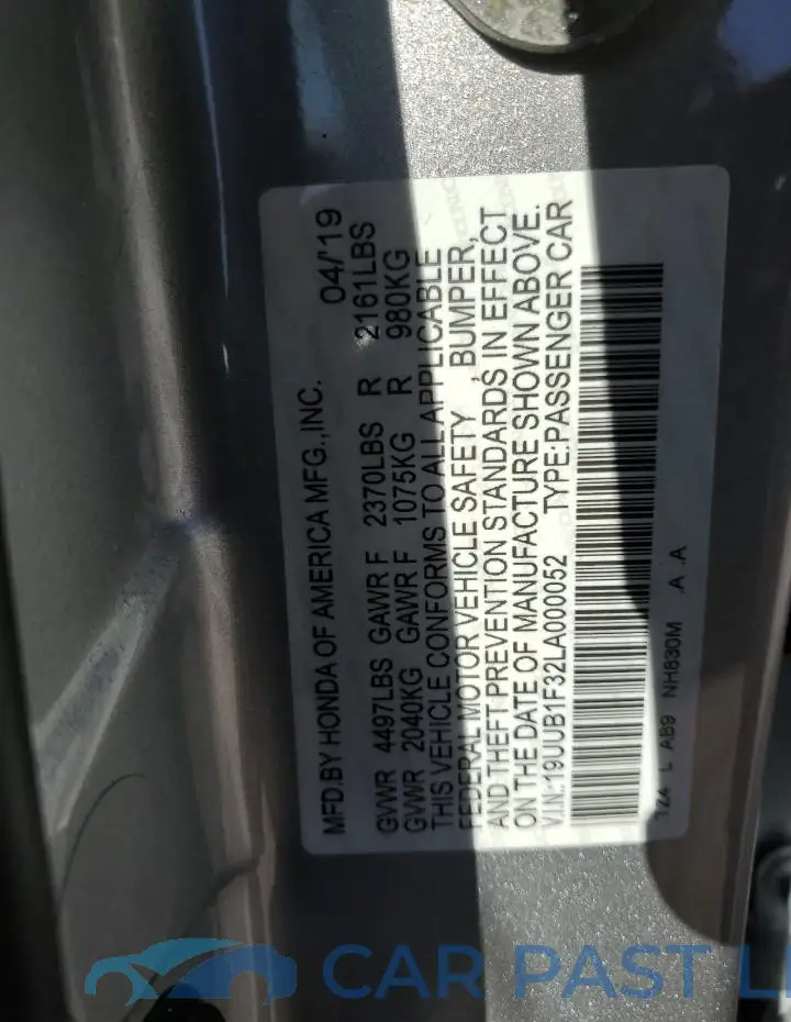 19UUB1F32LA000052# 12