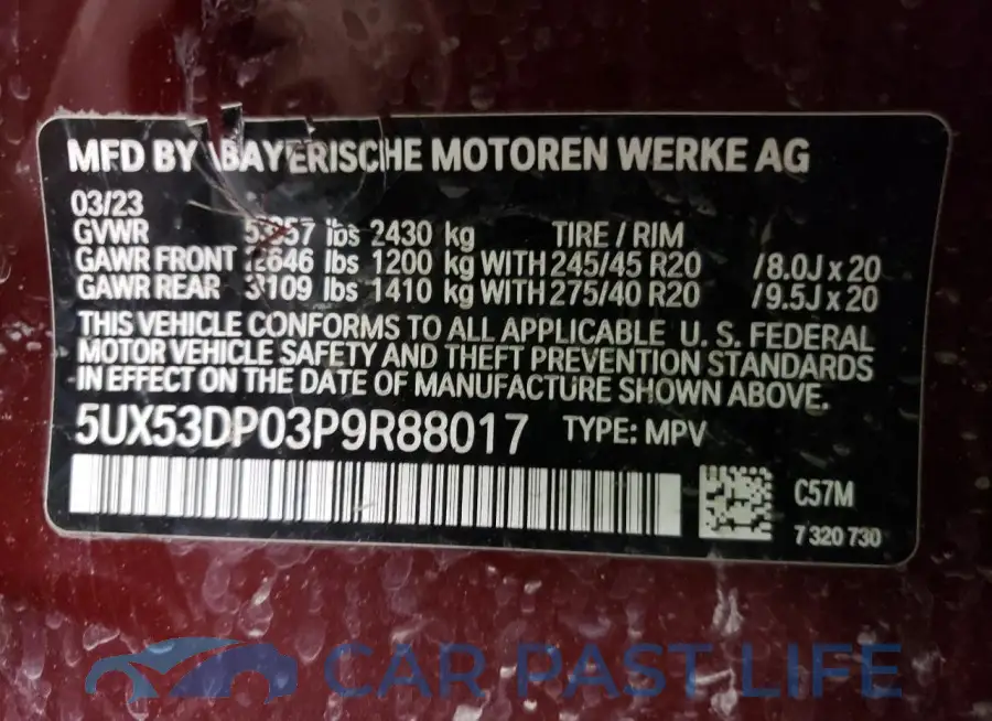 5UX53DP03P9R88017# 12