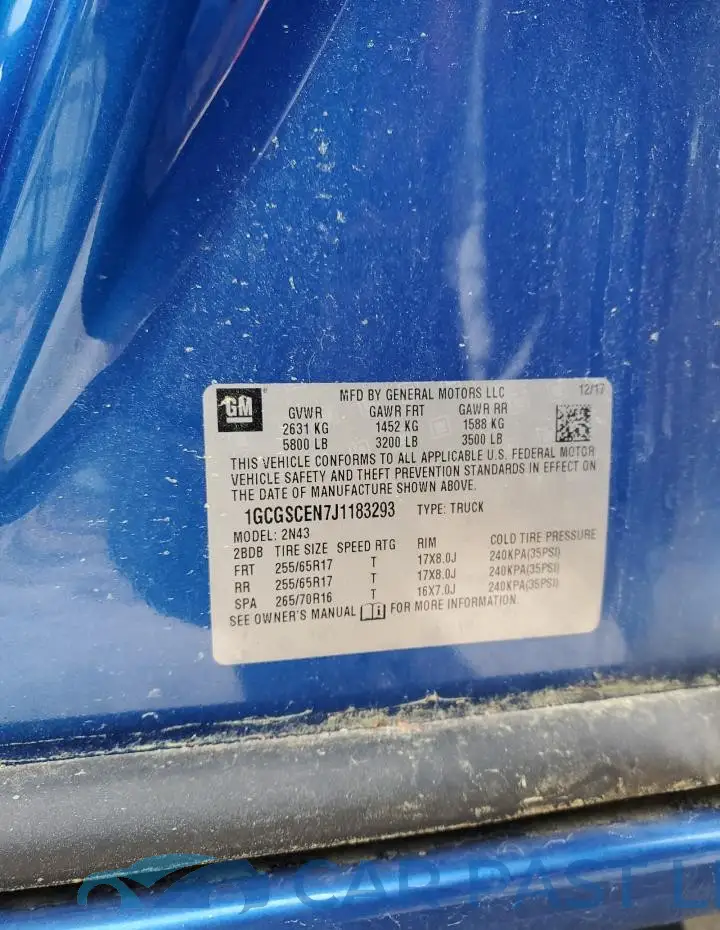 1GCGSCEN7J1183293# 12