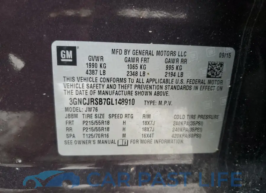 3GNCJRSB7GL148910# 13