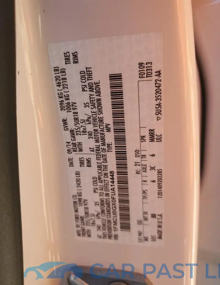 1FMCU0GX0FUA14448# 13