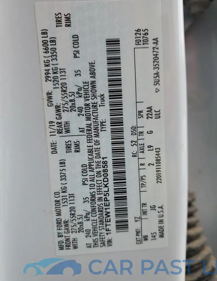 1FTEW1EP5LKD08581# 12
