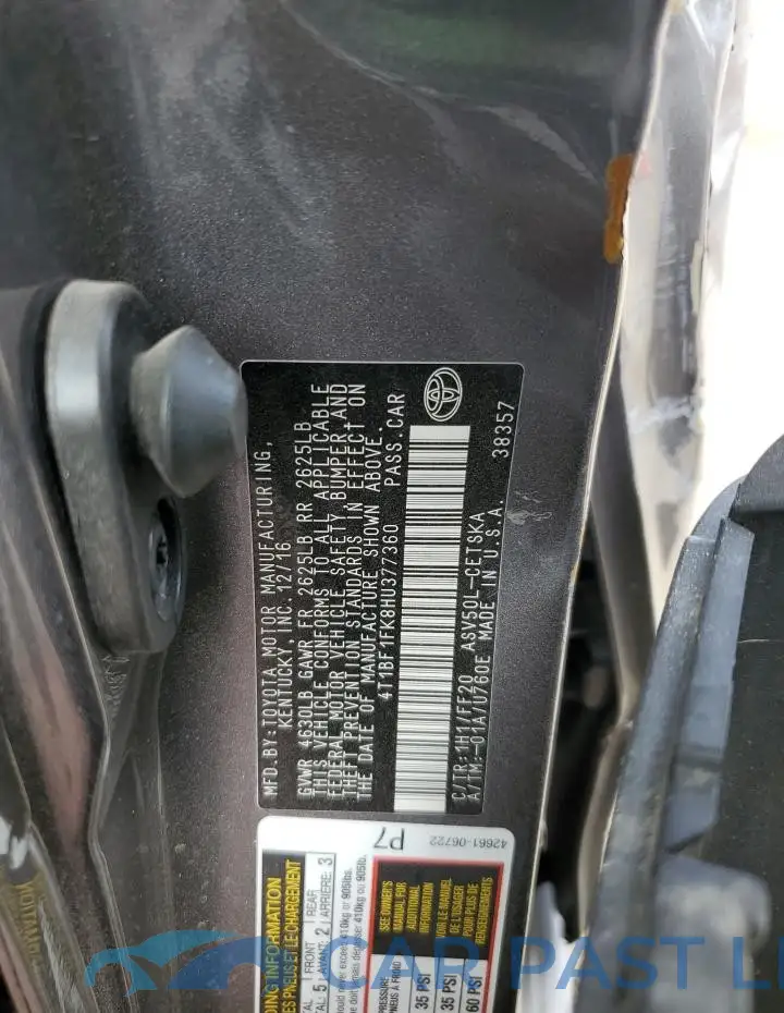 4T1BF1FK8HU377360# 12