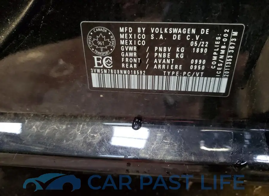 3VWSM7BU8NM018592# 12
