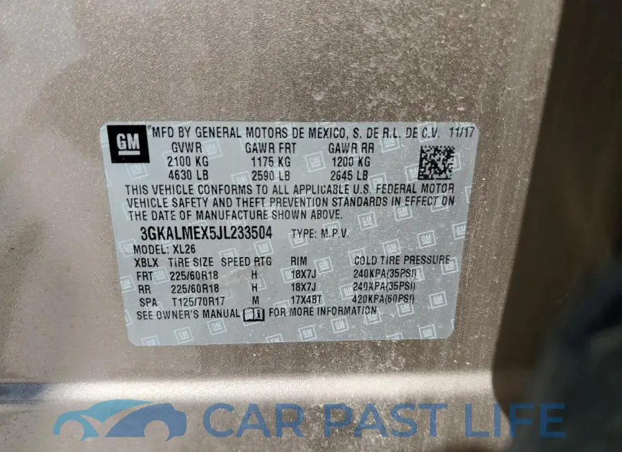 3GKALMEX5JL233504# 13