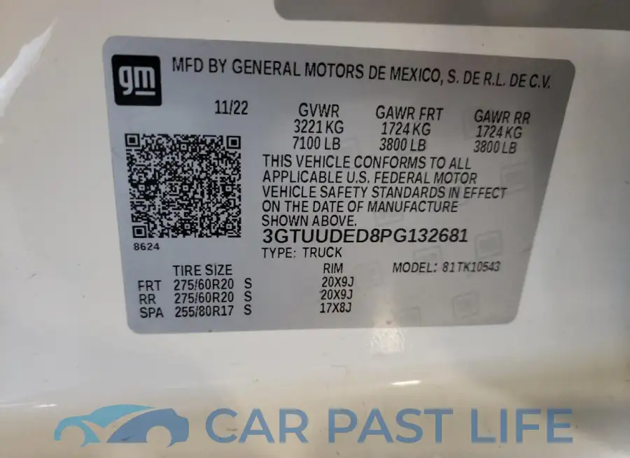 3GTUUDED8PG132681# 12