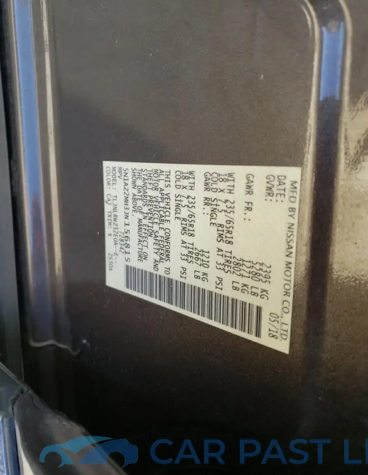 5N1AZ2MH3JN156815# 12