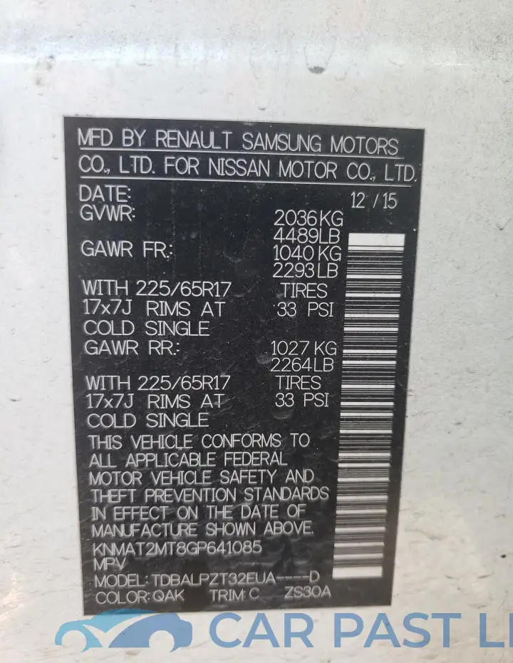 KNMAT2MT8GP641085# 12