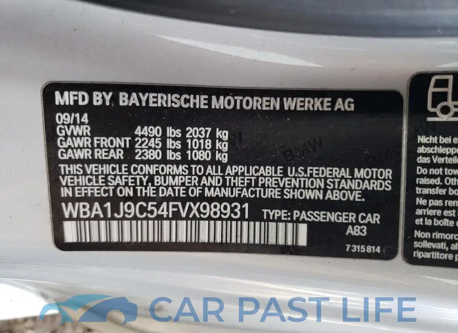 WBA1J9C54FVX98931# 12