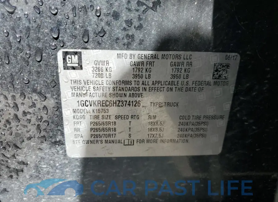 1GCVKREC6HZ374126# 12
