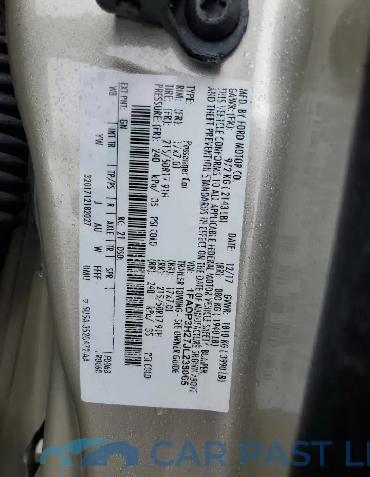 1FADP3H27JL238065# 12